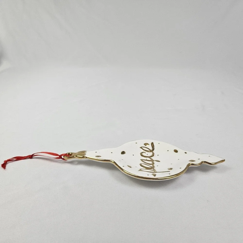 Vintage Christmas Ornament Spoon Rest Wall Decor Ceramic Peace Large Ceramic